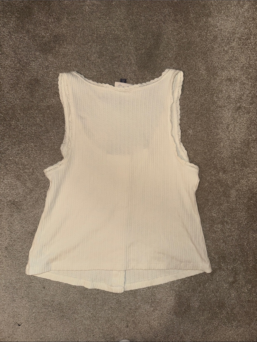 Universal Thread Cream Ribbed Lace-Trim Button Tank - Picture 2 of 2